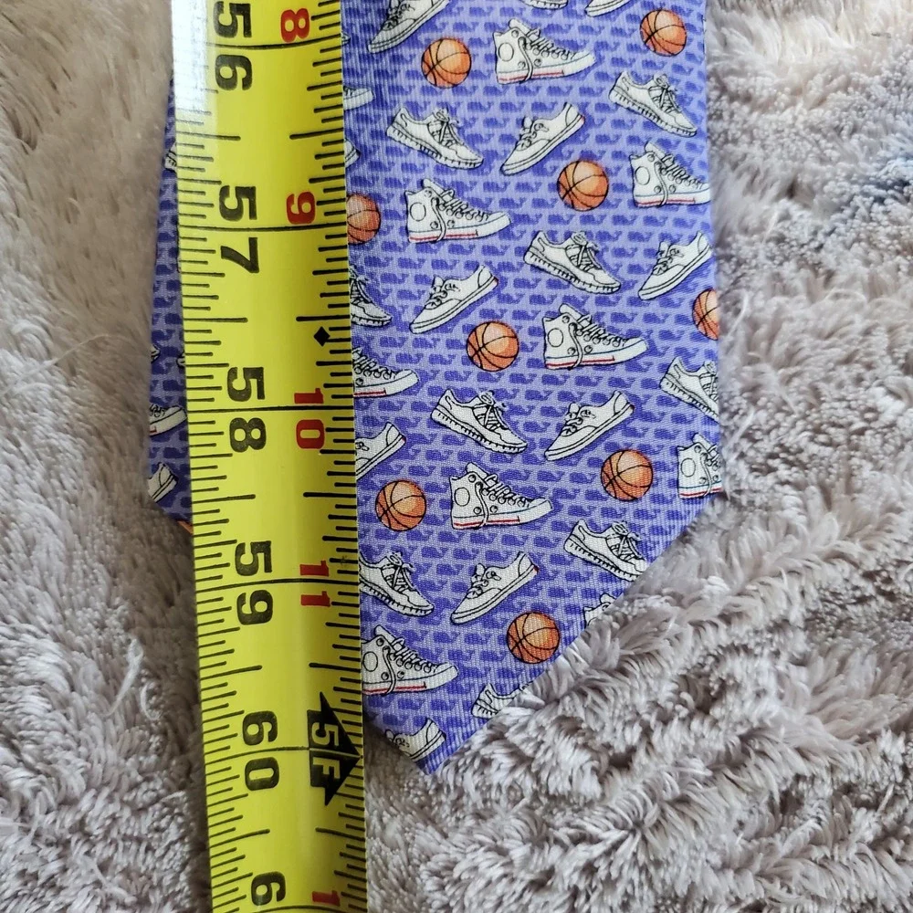 Vineyard Vines Coaches vs Cancer Basketball Sneaker Silk Tie Purple Made in USA